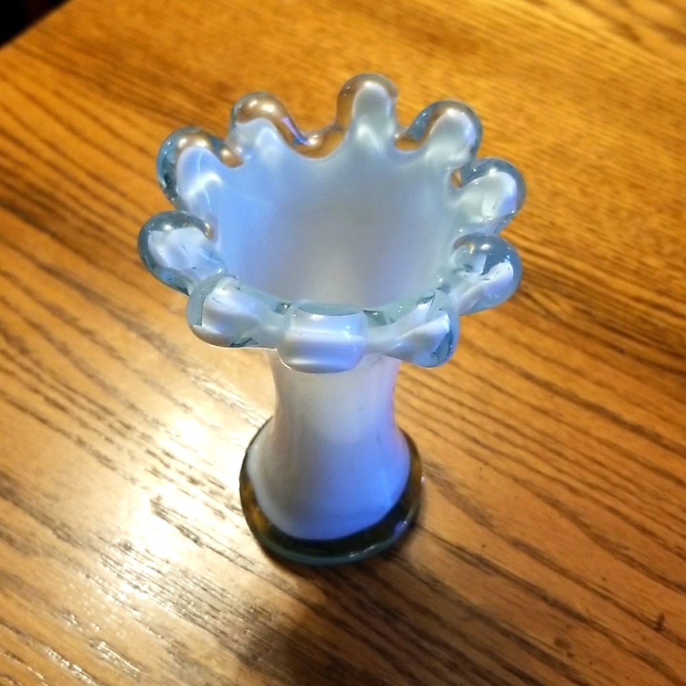 White opalescent glass vase